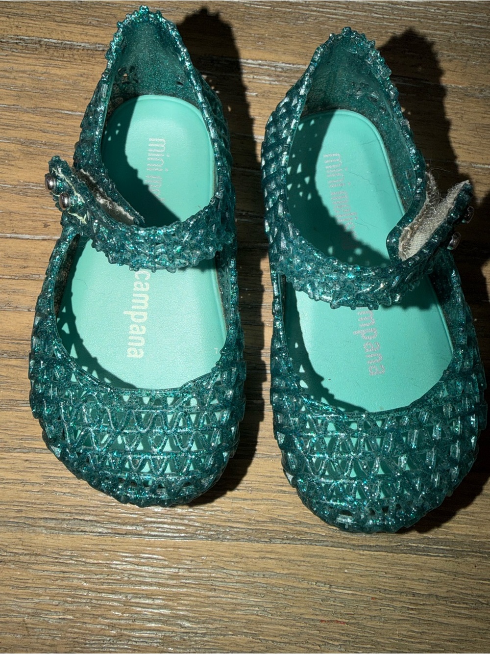 Mini Melissa Teal Glitter Jelly Mary Jane Shoes